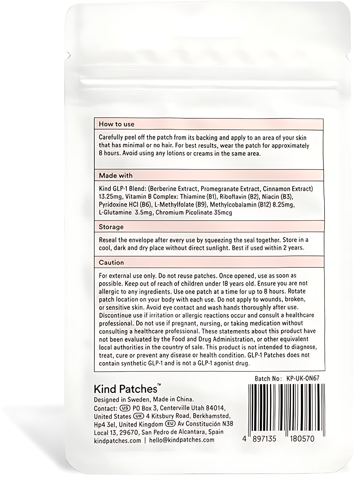 GLP-1 Patches with L Glutamine, Berberine, Chromium, Pomegranate and Cinnamon - 3 Pack, 90 Patches