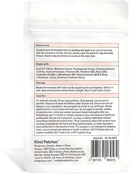 GLP-1 Patches with L Glutamine, Berberine, Chromium, Pomegranate and Cinnamon - 3 Pack, 90 Patches